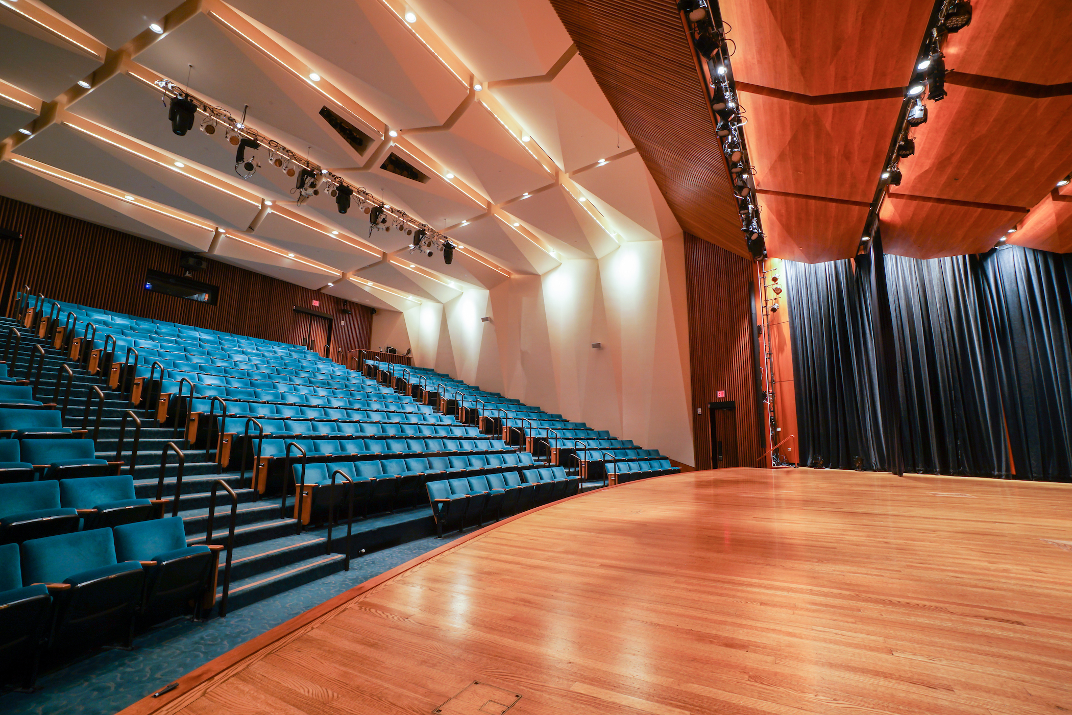 Steinman Hall at the Ware Center, showing the stage, seating, and performance space