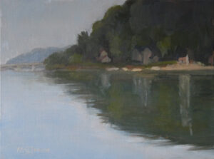 A plein air rendering of a painted riverside by Joanne McIlvaine