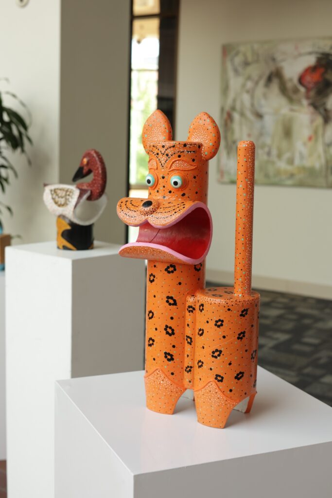Sculpture of a tiger made from found objects by Germaine Suriyage