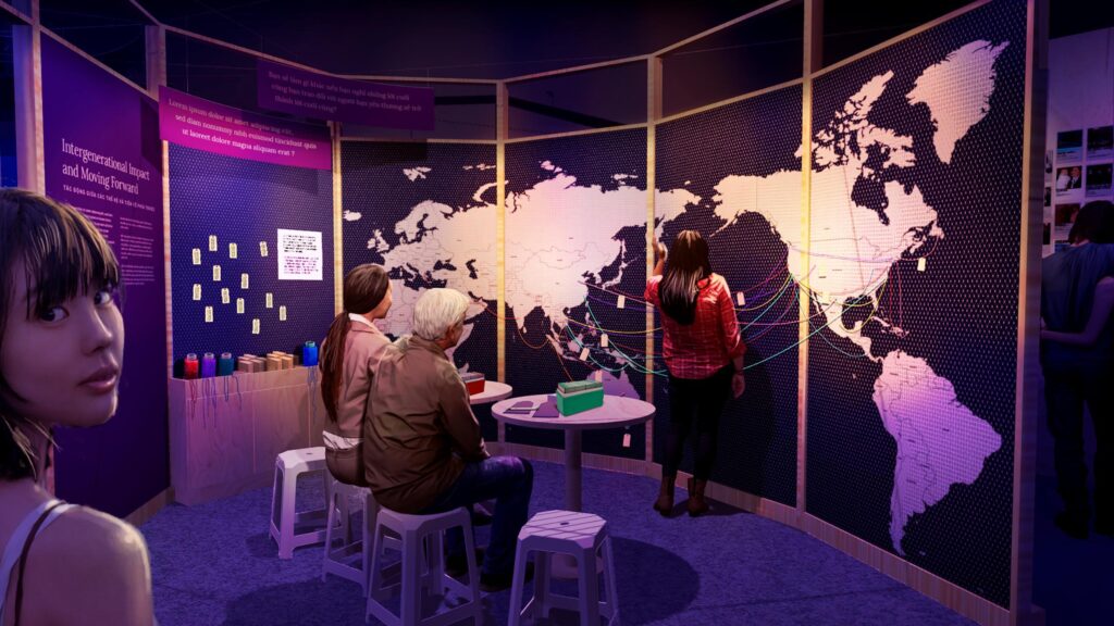 "Our Journeys" interactive world map. Design and rendering by Thinc Design. Image courtesy of Vietnamese Boat People.